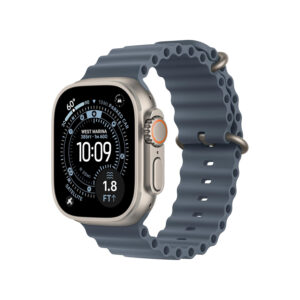 Natural Titanium Case with Anchor Blue Ocean Band